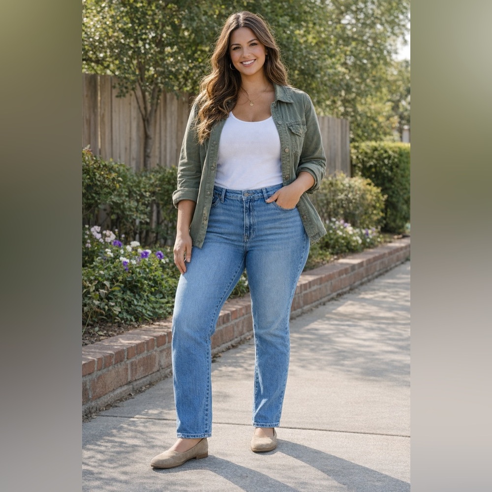 SIZE 14 - Classic Light Blue High-Rise Straight Leg Jeans